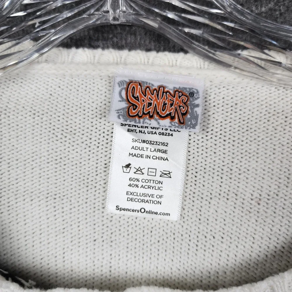 Spencer's Ugly Christmas Sweater Women Large White Dat Ass Doe Reindeer Pom Poms